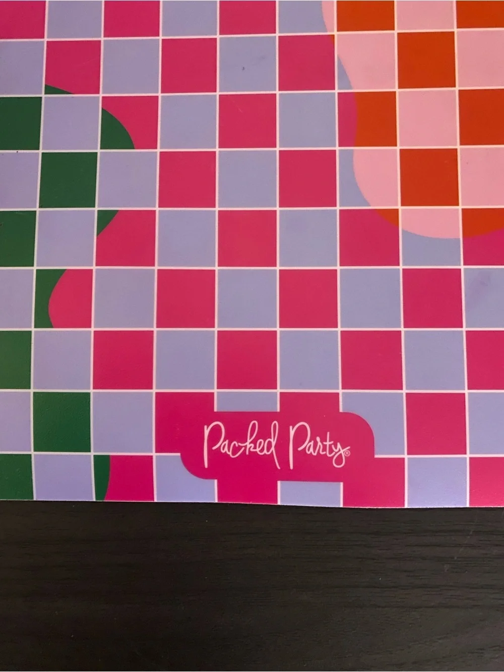 Packed Party Green Pink Red Purple Checkerboard Abstract Mousepad Dopamine Decor